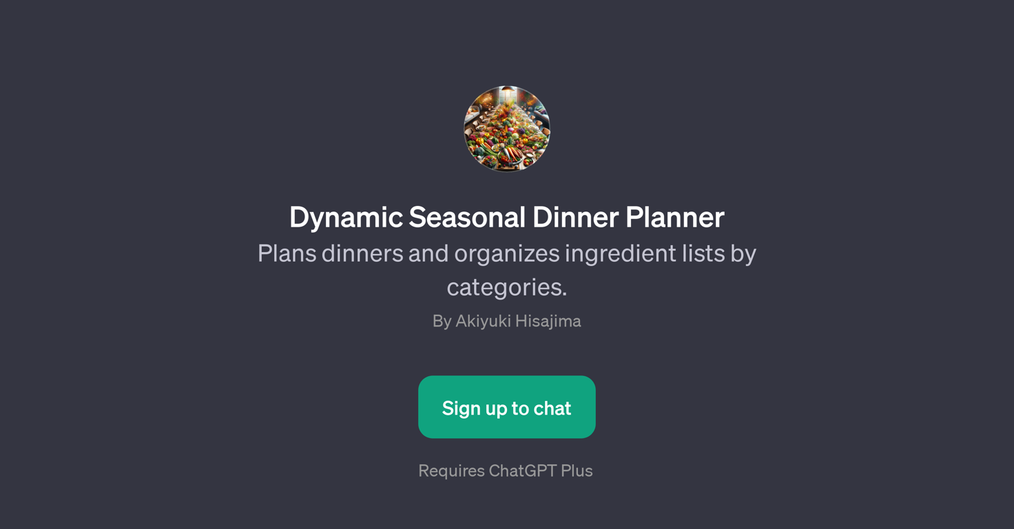 Dynamic Seasonal Dinner Planner website