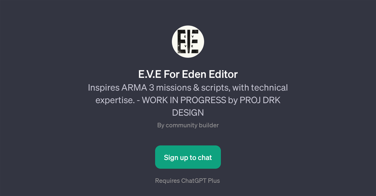 E.V.E For Eden Editor website
