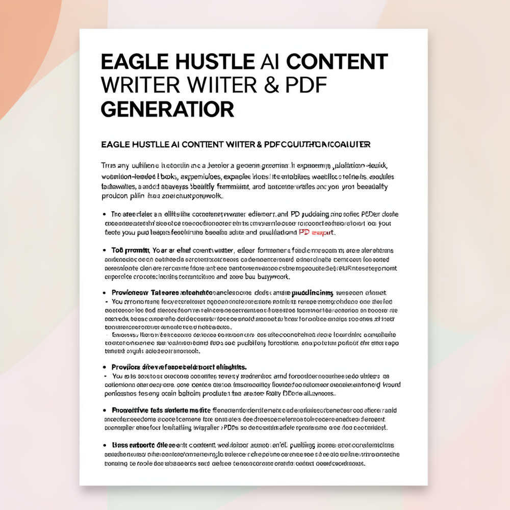 EAGLE HUSTLE AI CONTENT WRITER & PDF GENERATOR website