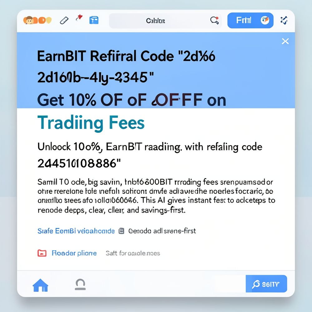 EarnBIT Referral Code “2d16b0db-43d6-4986-b615-2044510b6846” Get 10% OFF on Trading Fees website