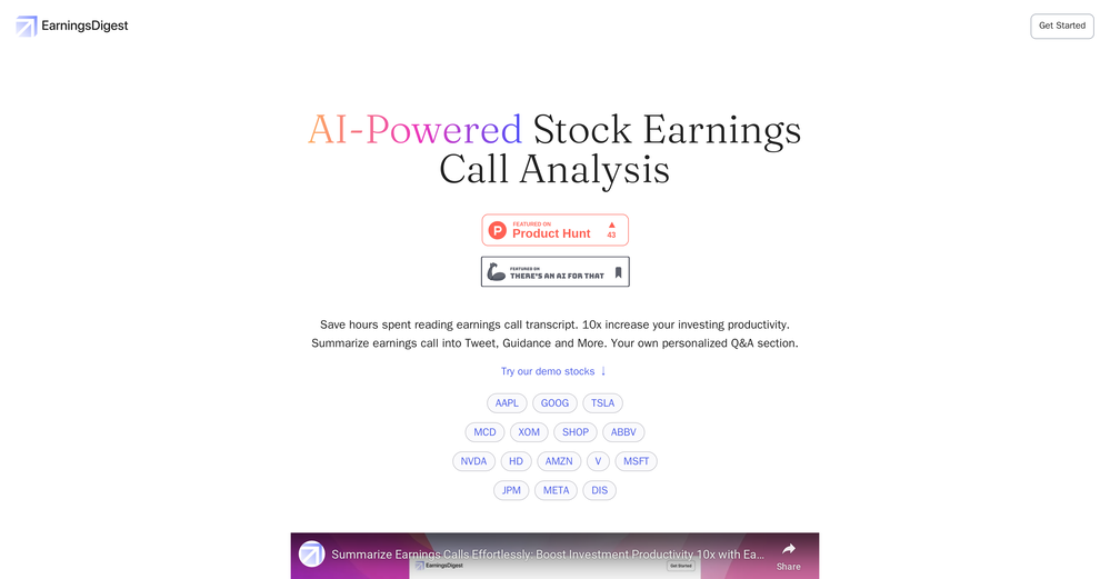 EarningsDigest.ai website