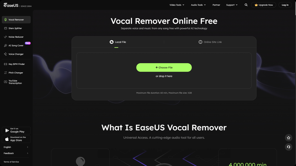 EaseUS Online Vocal Remover website