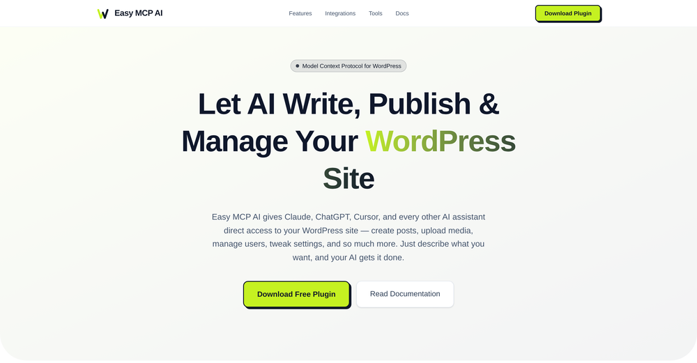 Easy MCP AI for Wordpress website