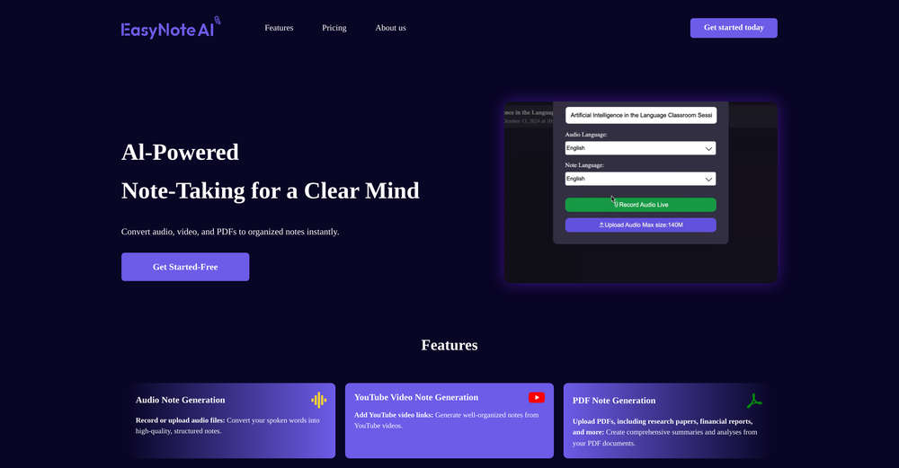 EasyNoteAI website