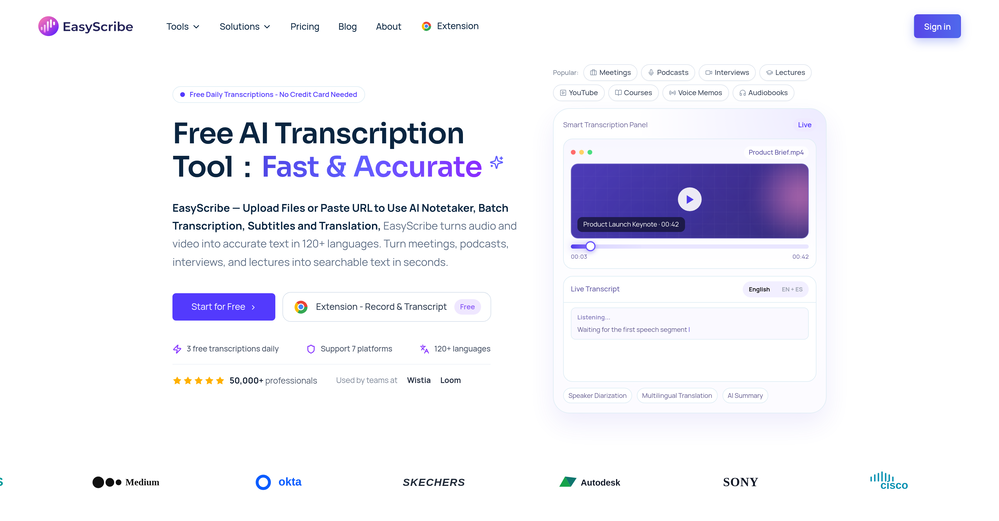 EasyScribe website