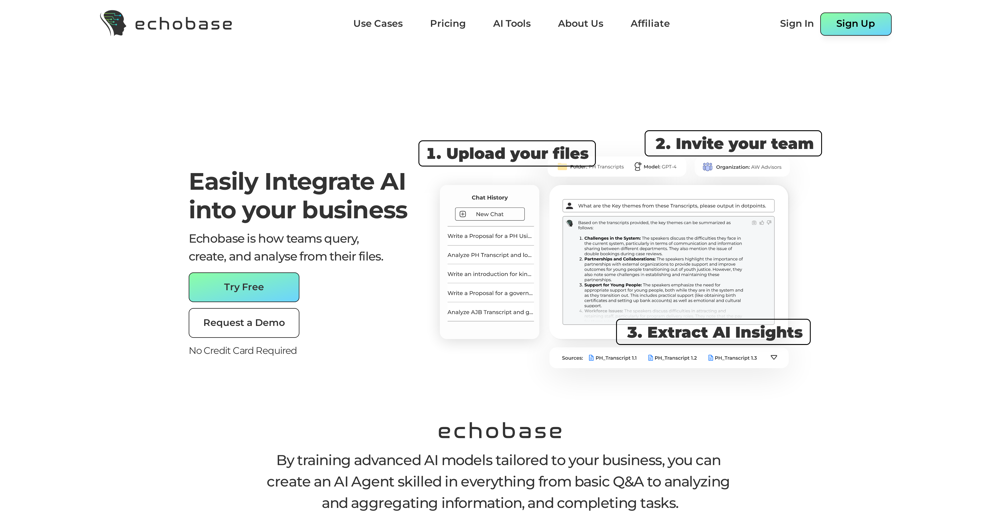 Echobase - AI for Business website