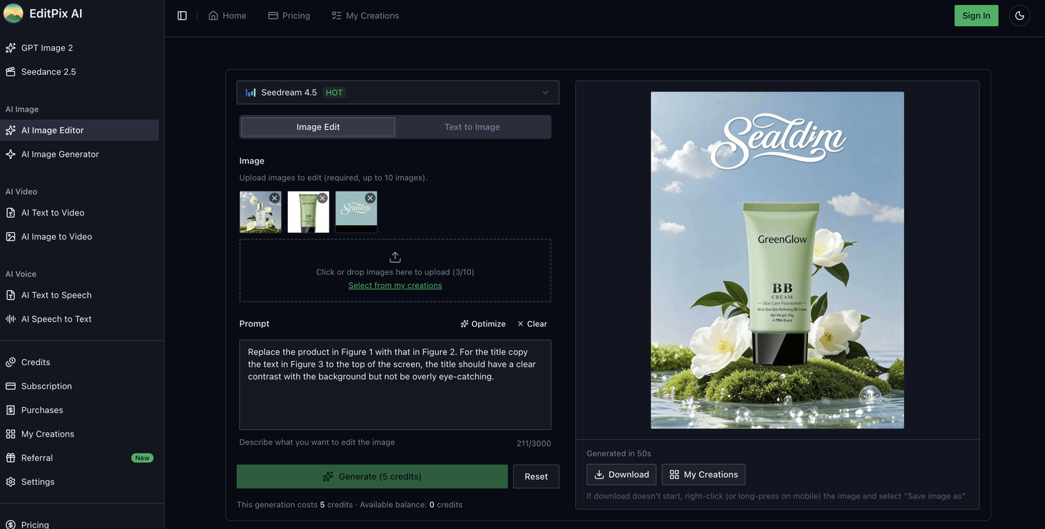 EditPix AI website