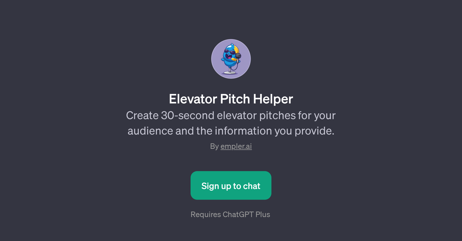 Elevator Pitch Helper website