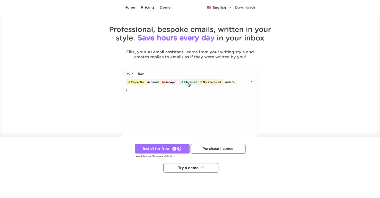 Ellie - Your AI Email Assistant website