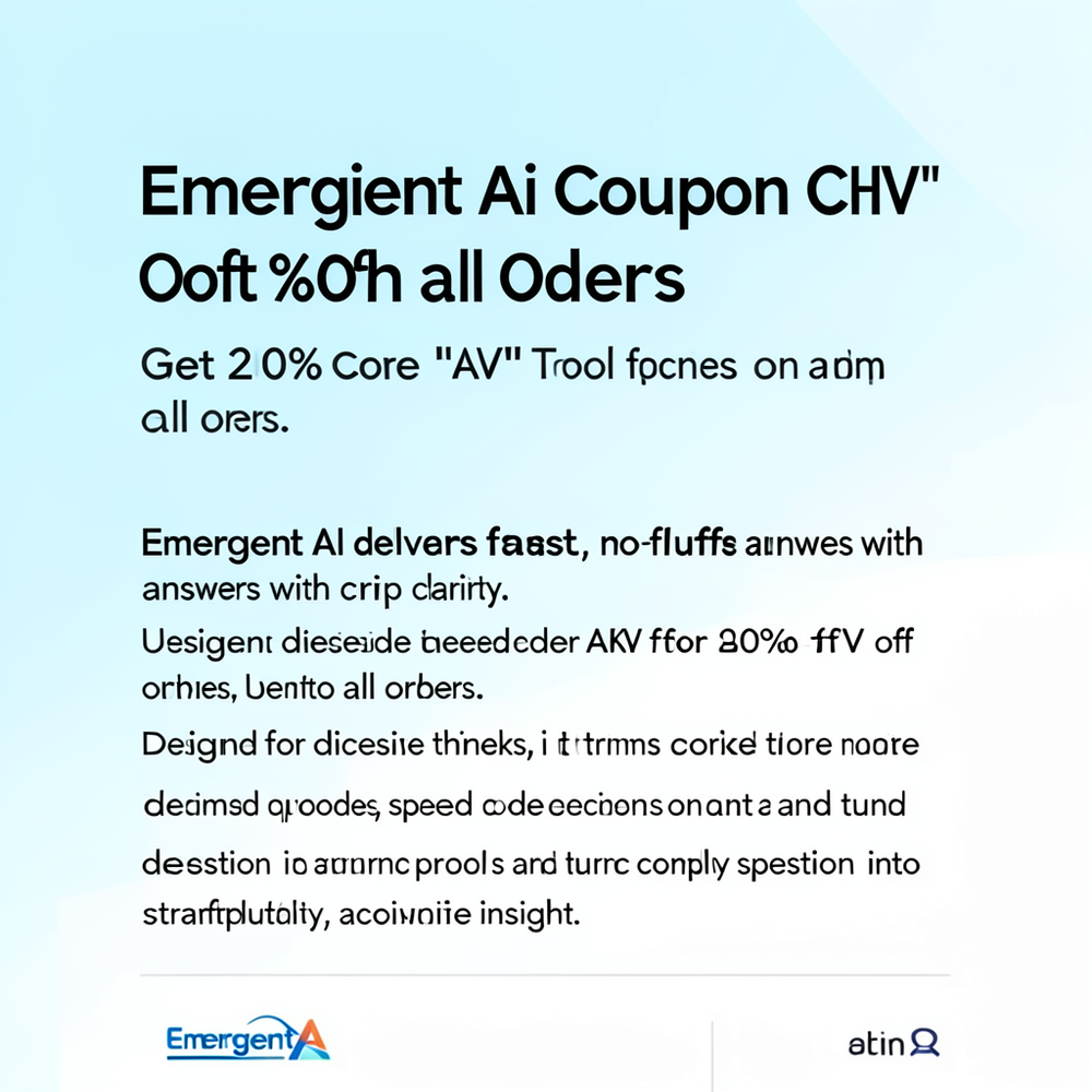 Emergent Ai Coupon Code “AKV” Get 20% Off On all Oders website