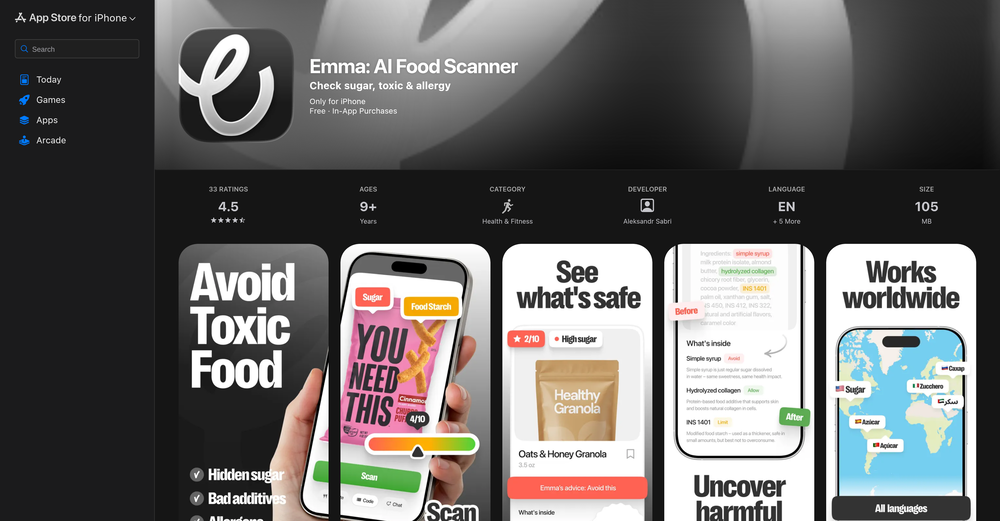 Emma: AI Food Scanner website