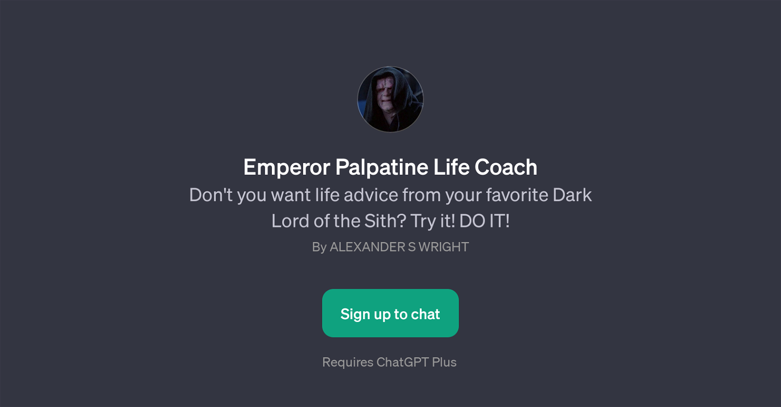Emperor Palpatine Life Coach website