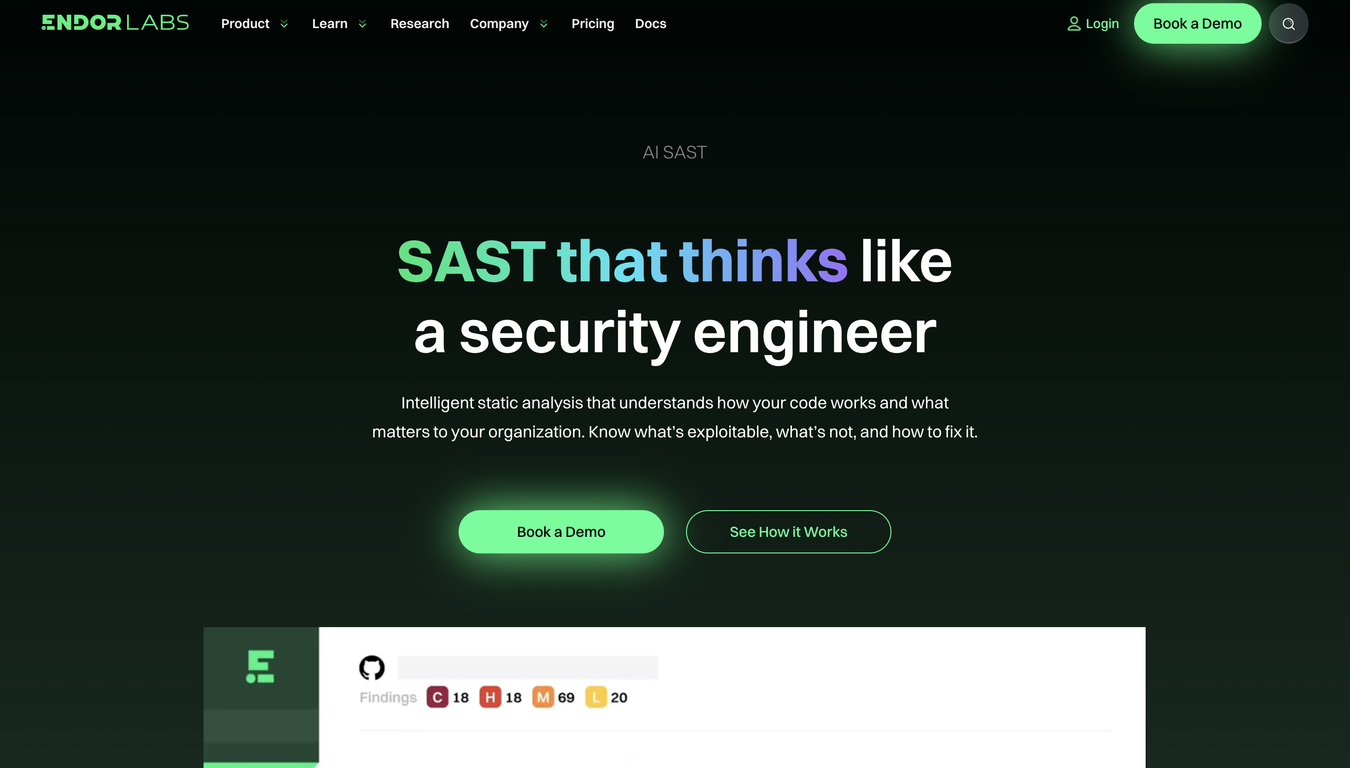 Endor Labs website