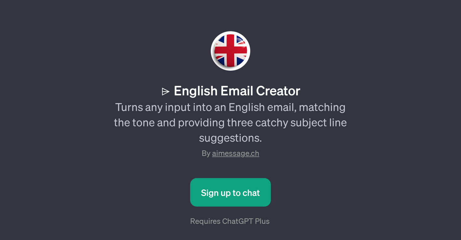 English Email Creator website