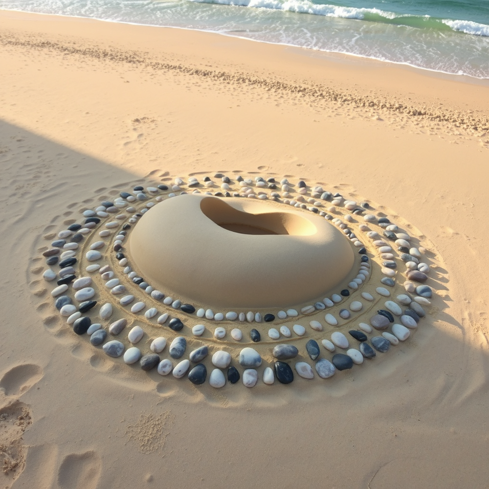 Ephemeral Natural Art Installation on a Coastal Beach website