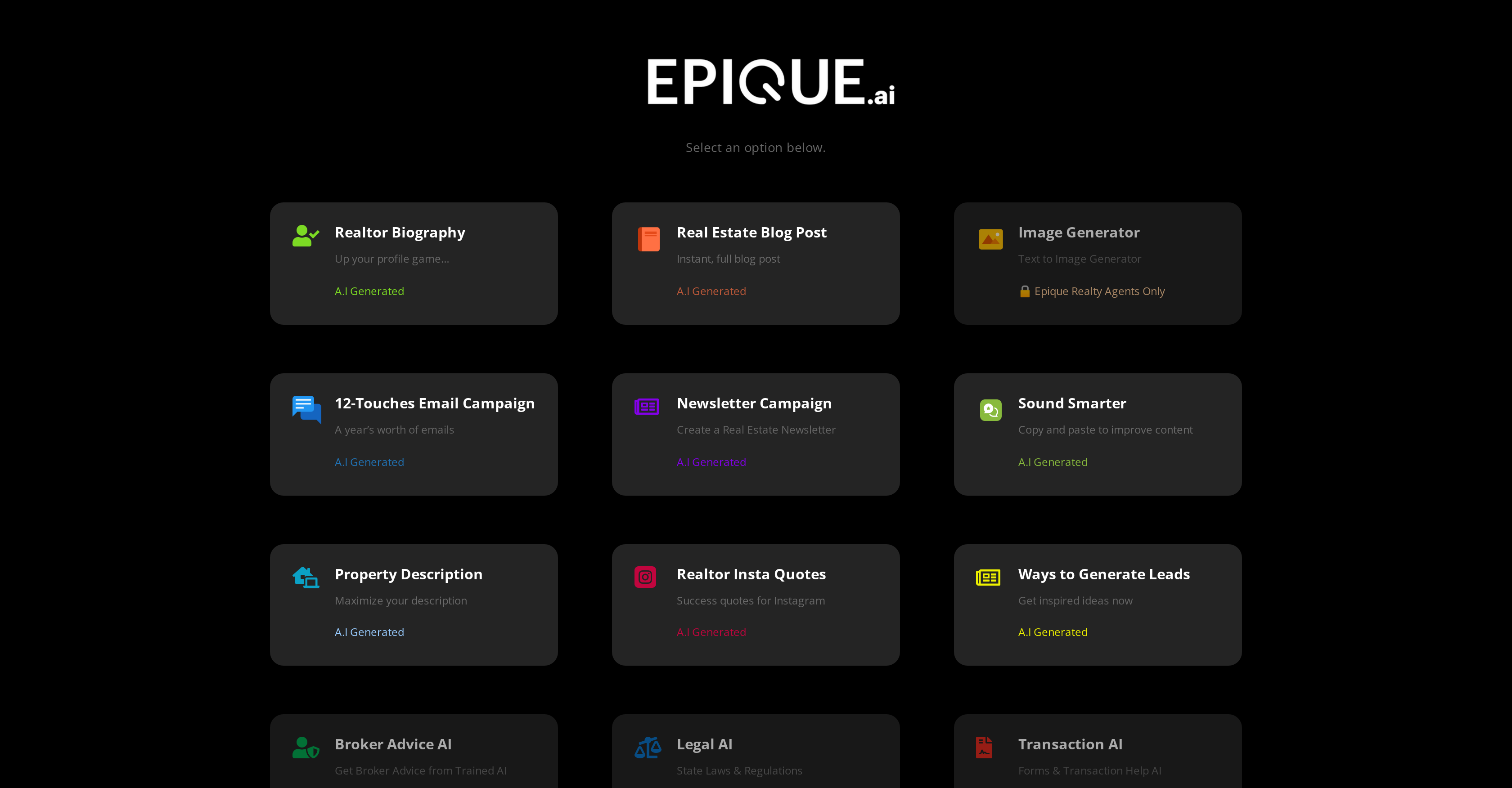 Epique AI website