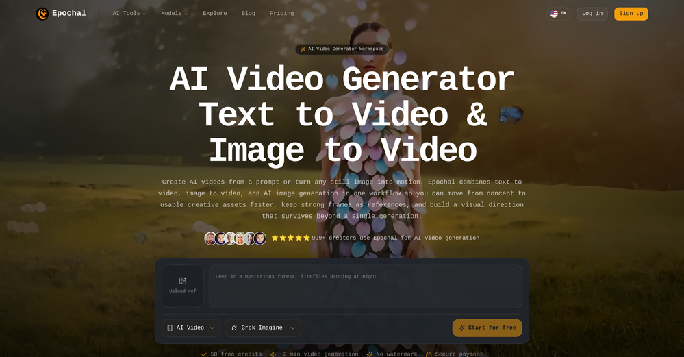 Epochal - AI Video Generator website