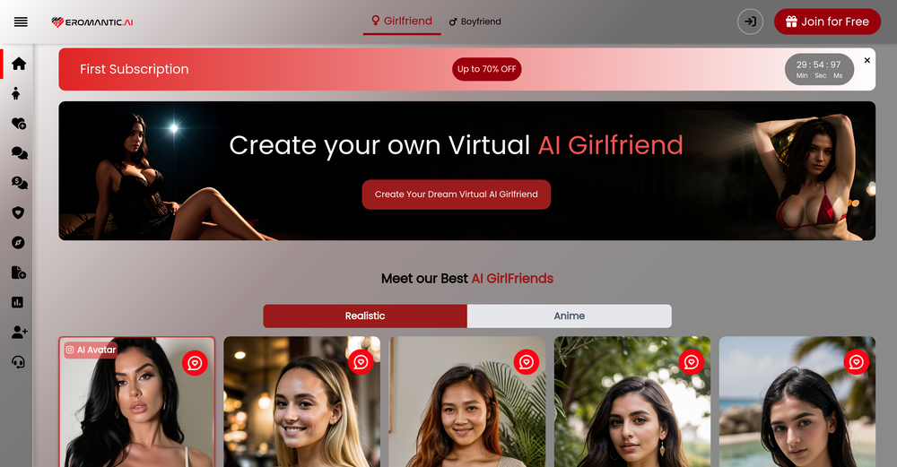 Eromantic AI website