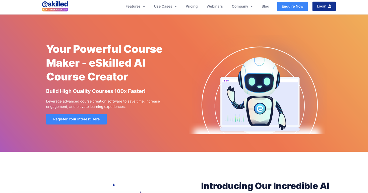 eSkilled AI Course Creator website