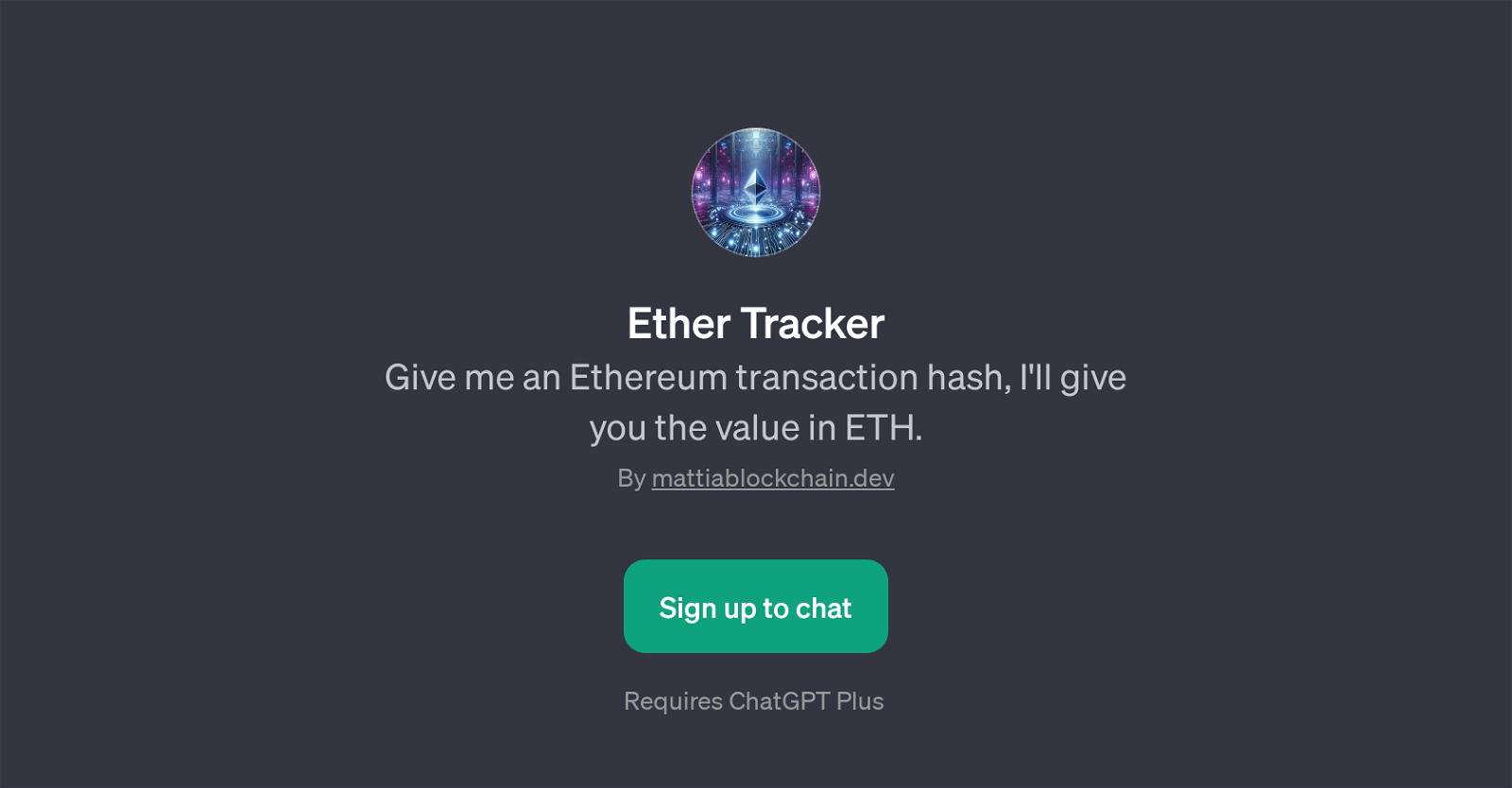 Ether Tracker website