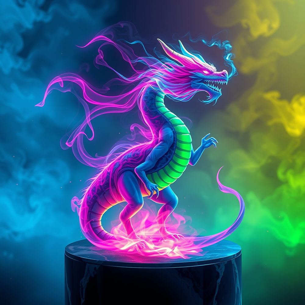 Ethereal neon smoke figure website