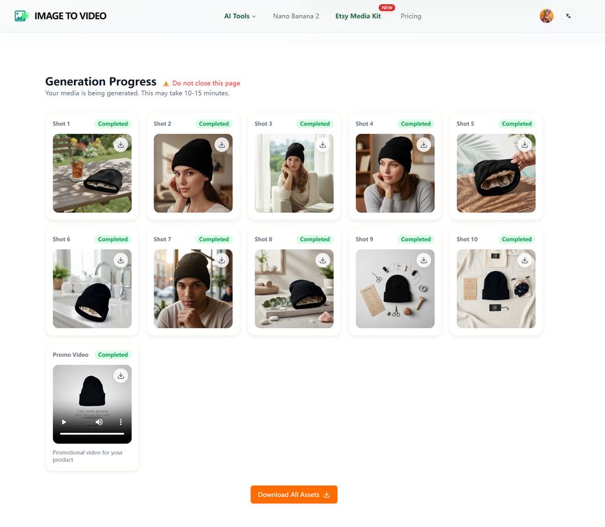 Etsy Media Kit Generator - Image-To-Video.app website