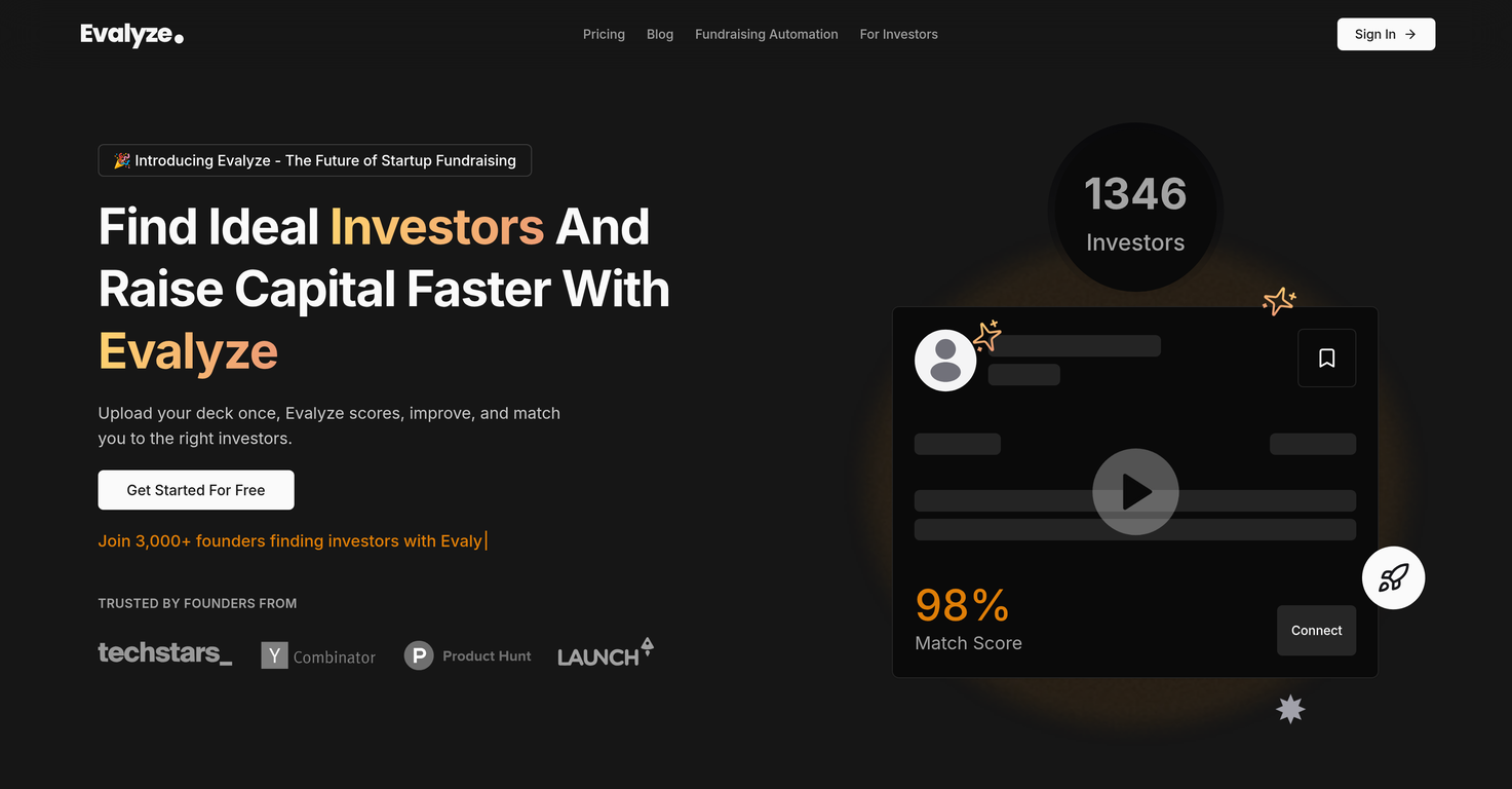 Automate your startup fundraising with AI website