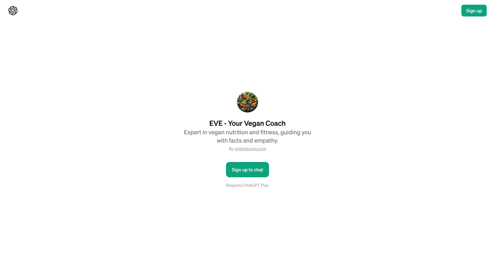 EVE - Your Vegan Coach website