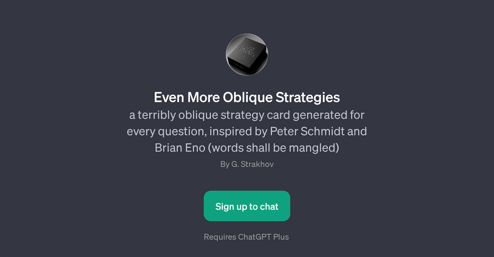 Even More Oblique Strategies website