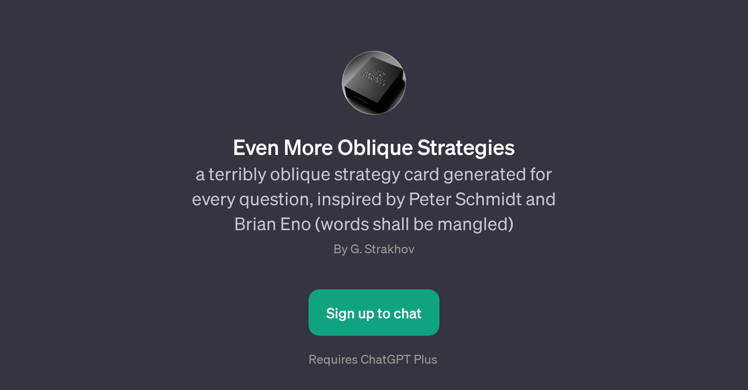 Even More Oblique Strategies website