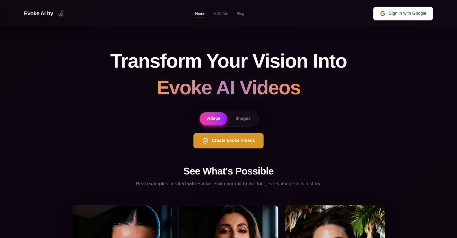 Evoke AI website