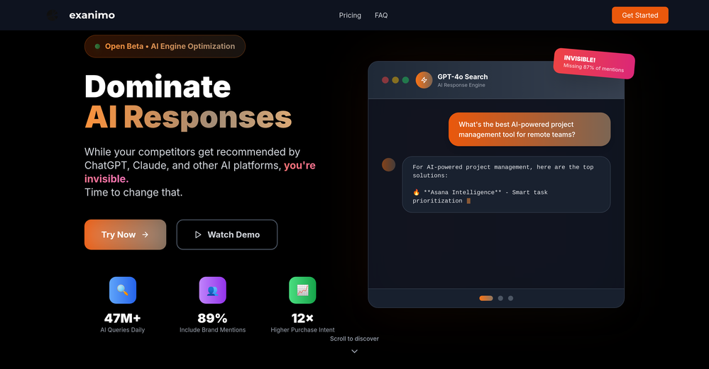 Exanimo.ai website