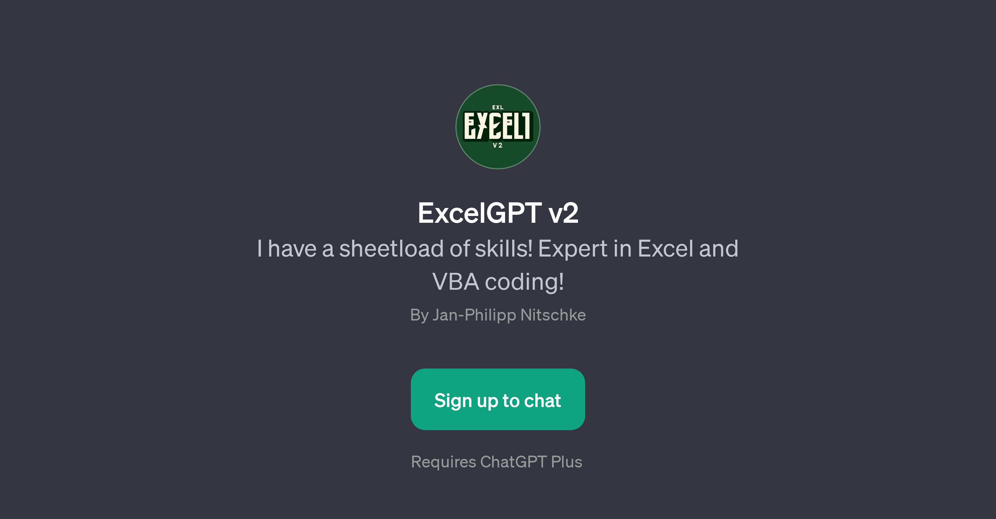 ExcelGPT v2 website