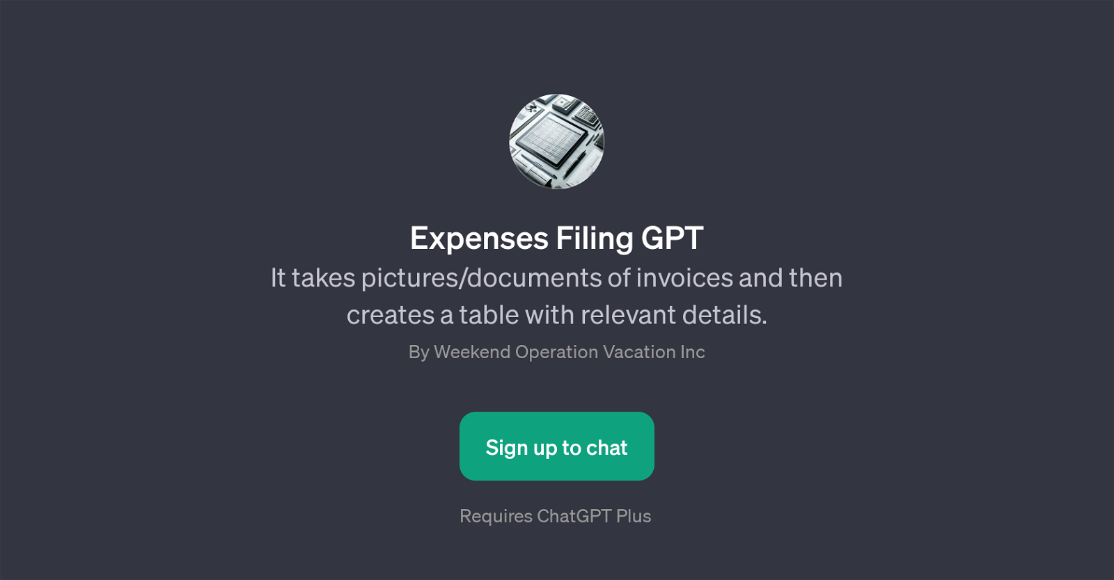 Expenses Filing GPT website