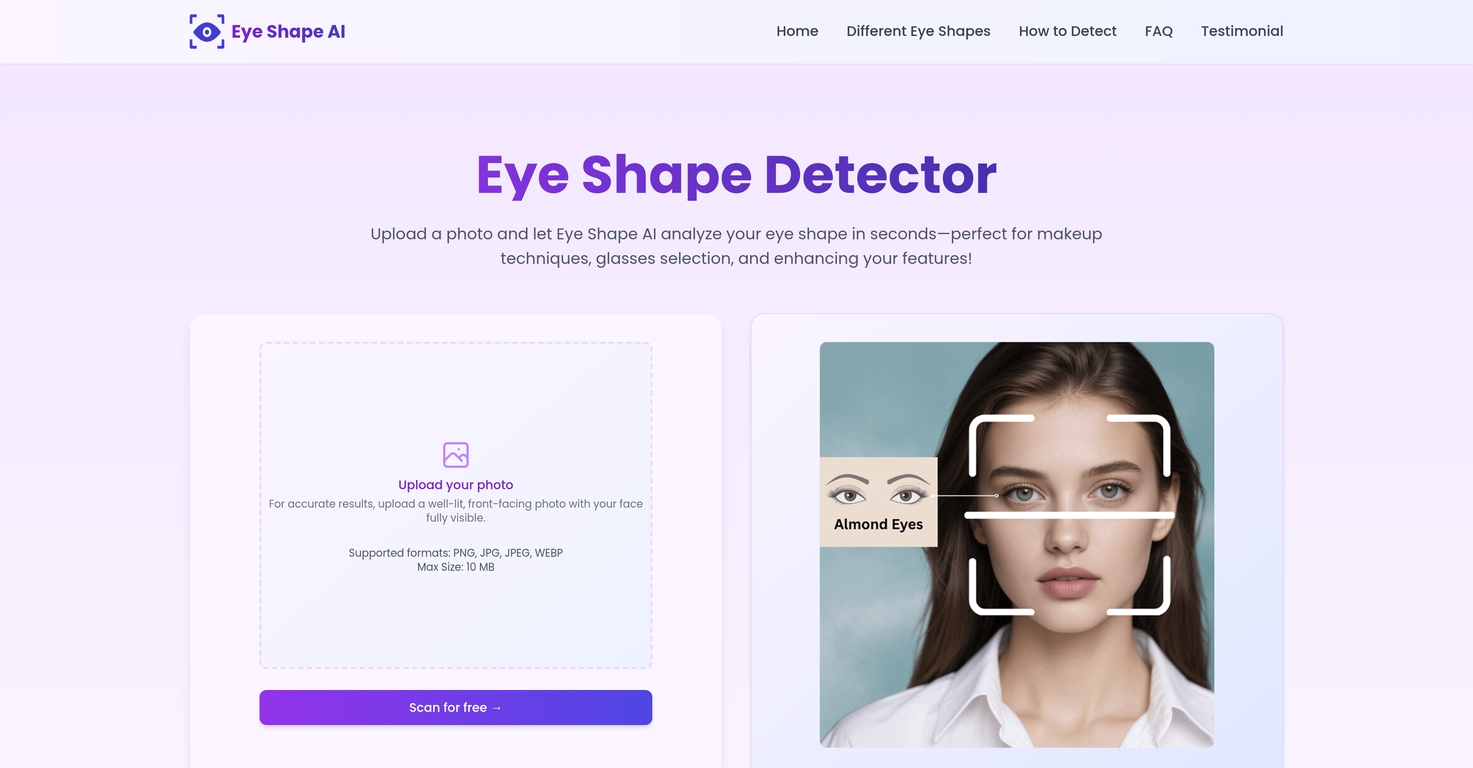 Eye Shape AI website