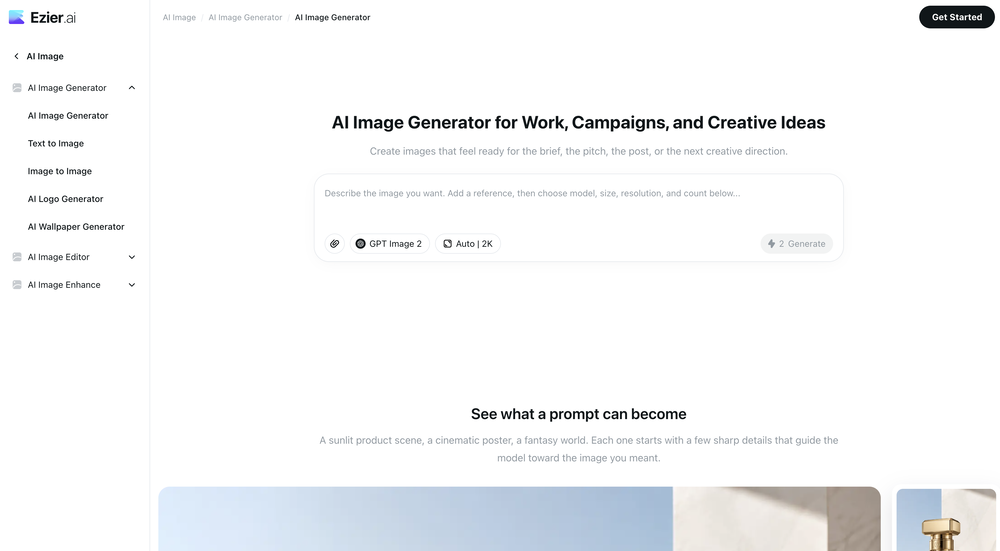 Ezier | AI Image Generator website