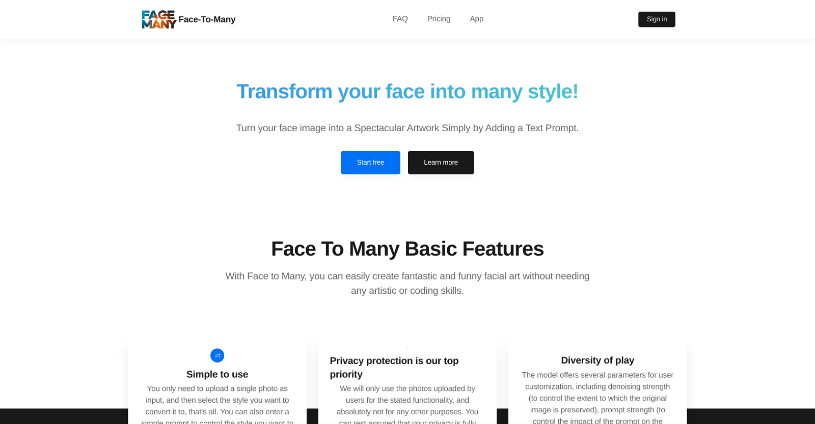 Face to Many website
