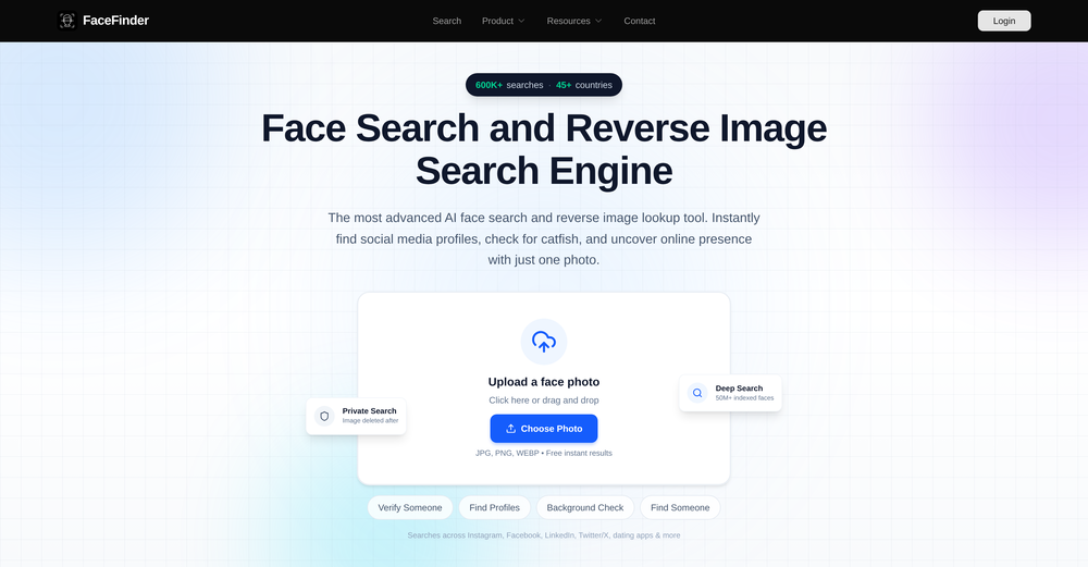 FaceFinder website