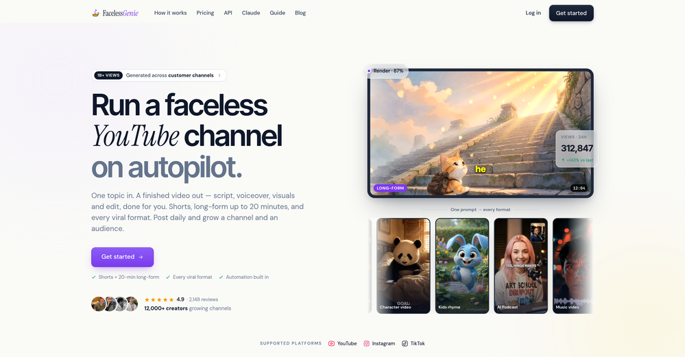FacelessGenie website