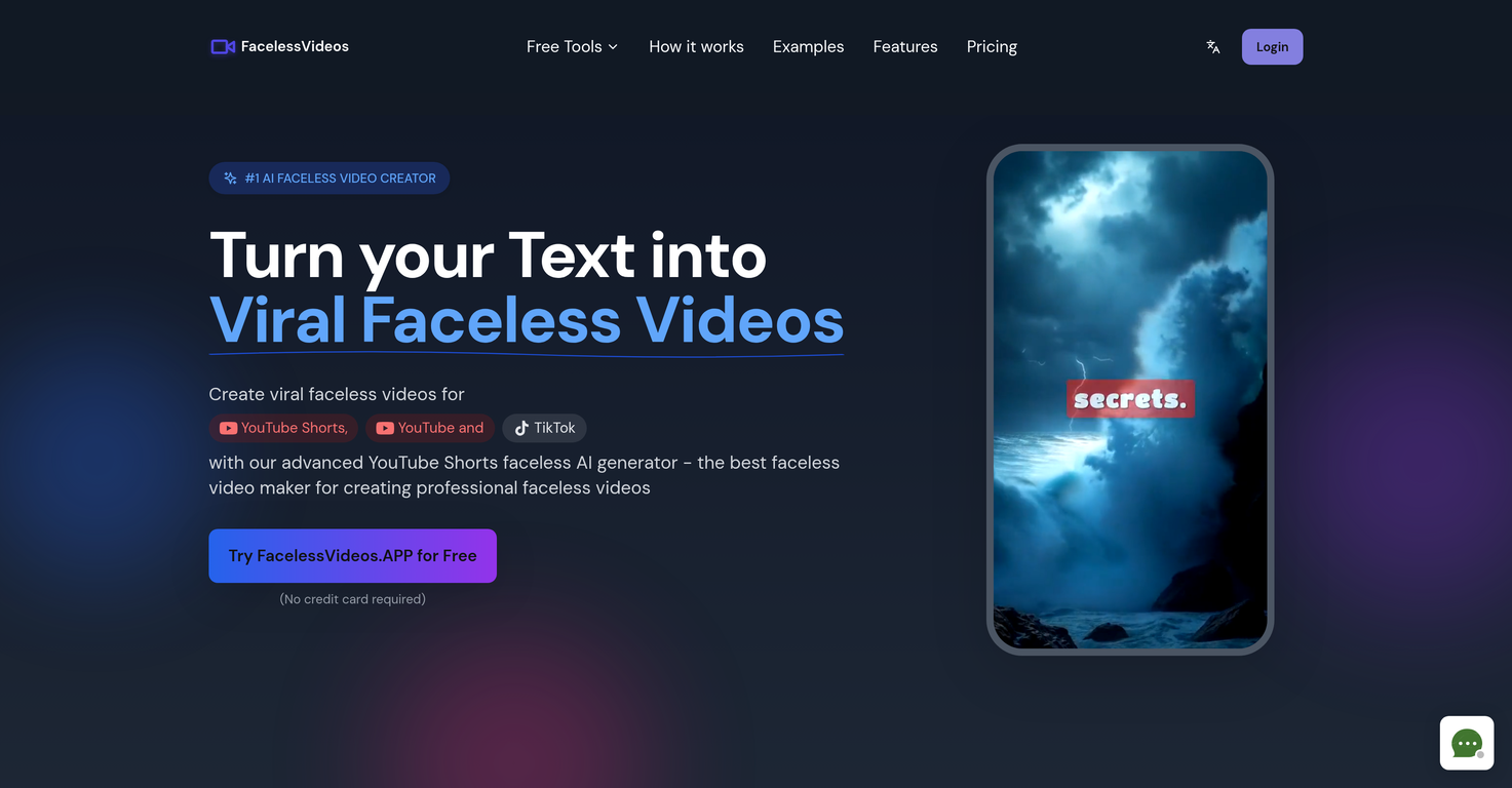 FacelessVideos website