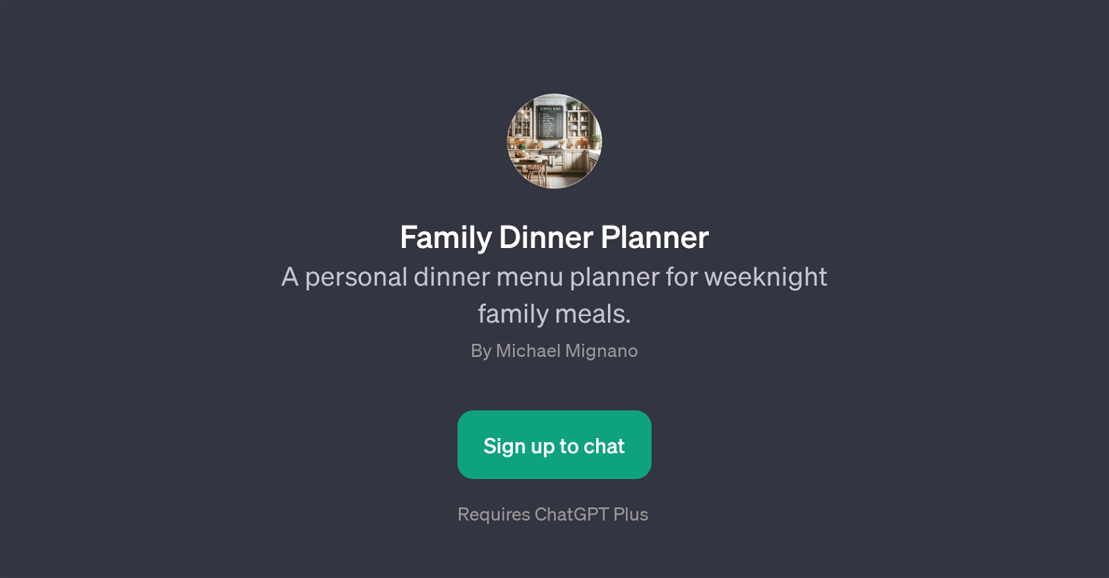 Family Dinner Planner website