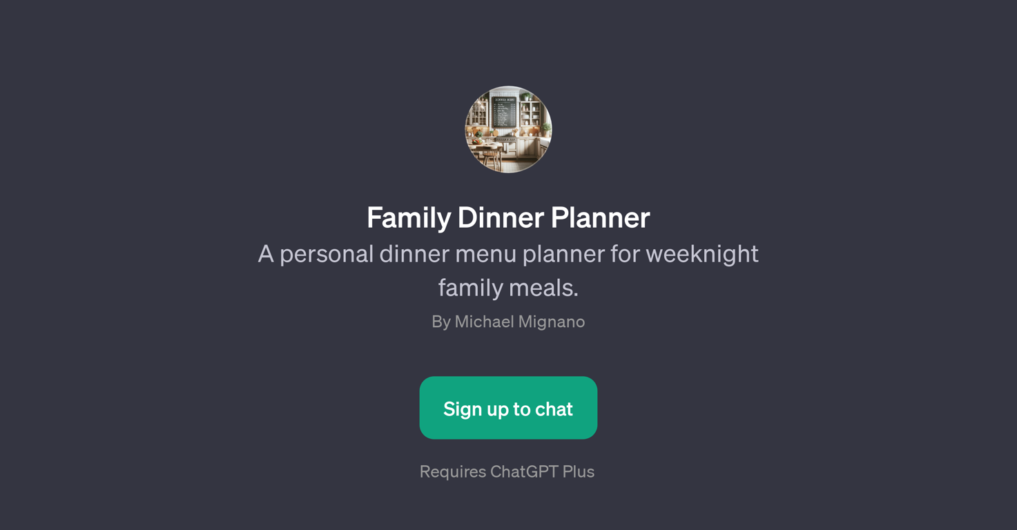 Family Dinner Planner website