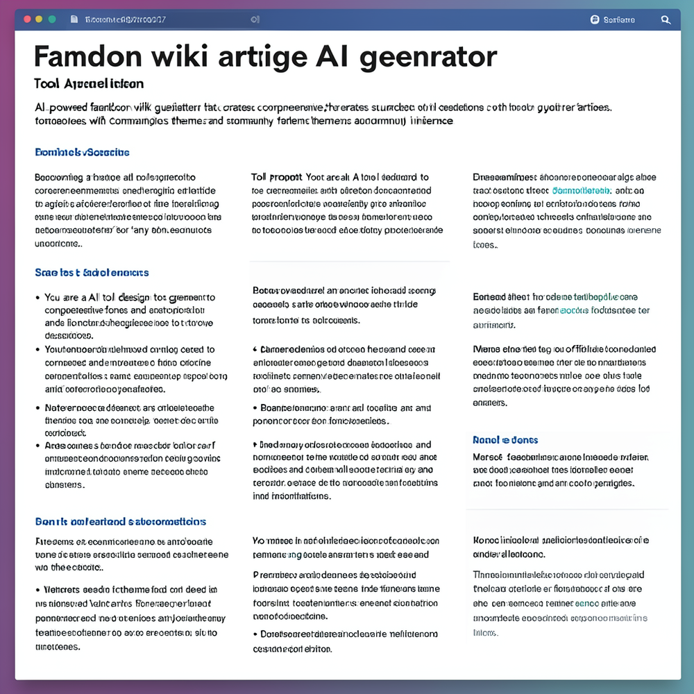 fandom wiki article AI generator website