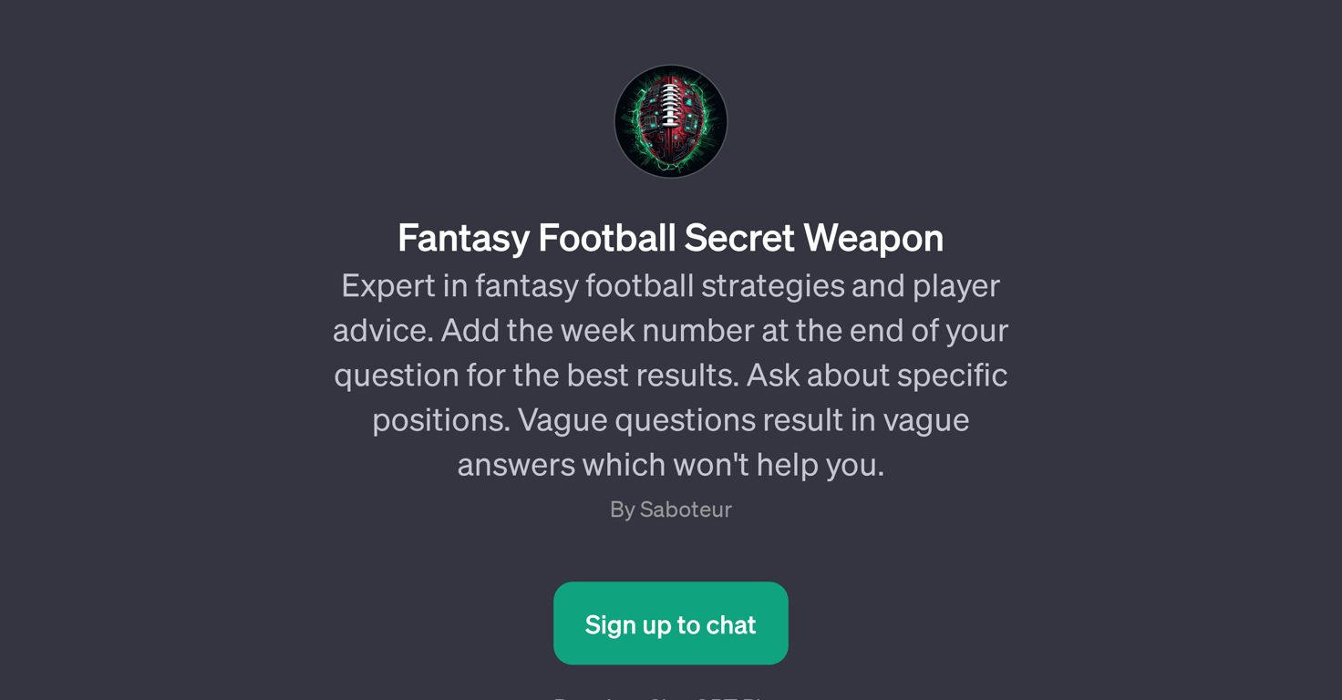 Fantasy Football Secret Weapon website