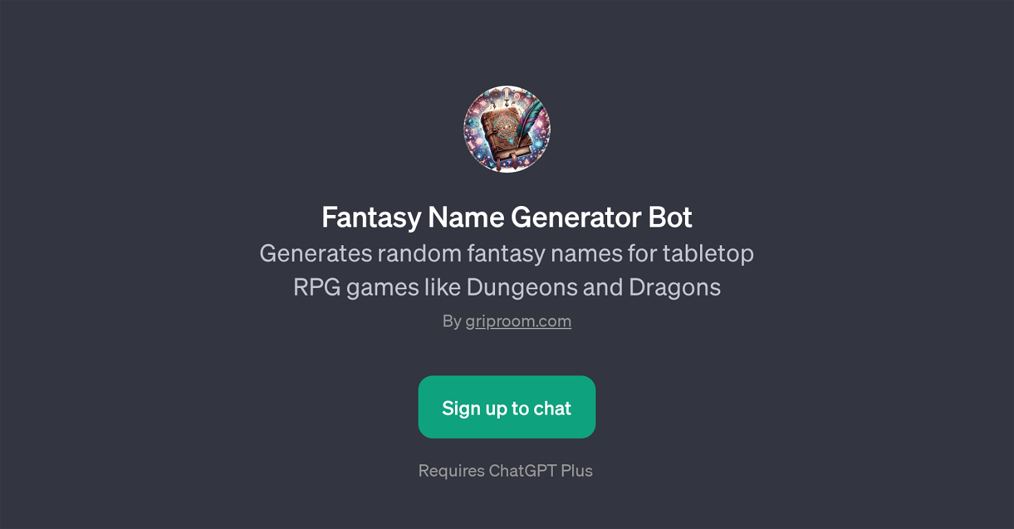 Fantasy Name Generator Bot website