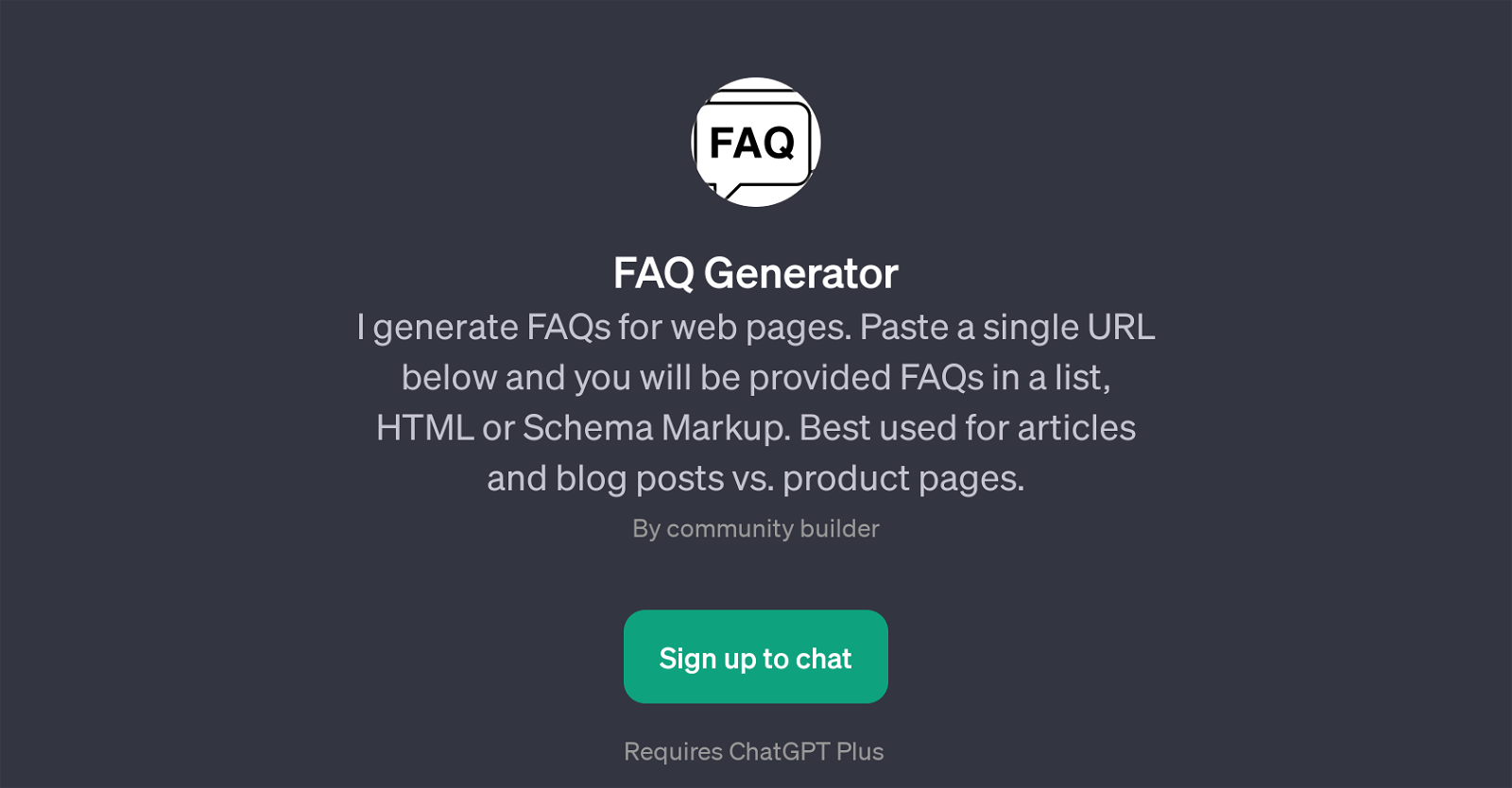 FAQ Generator website