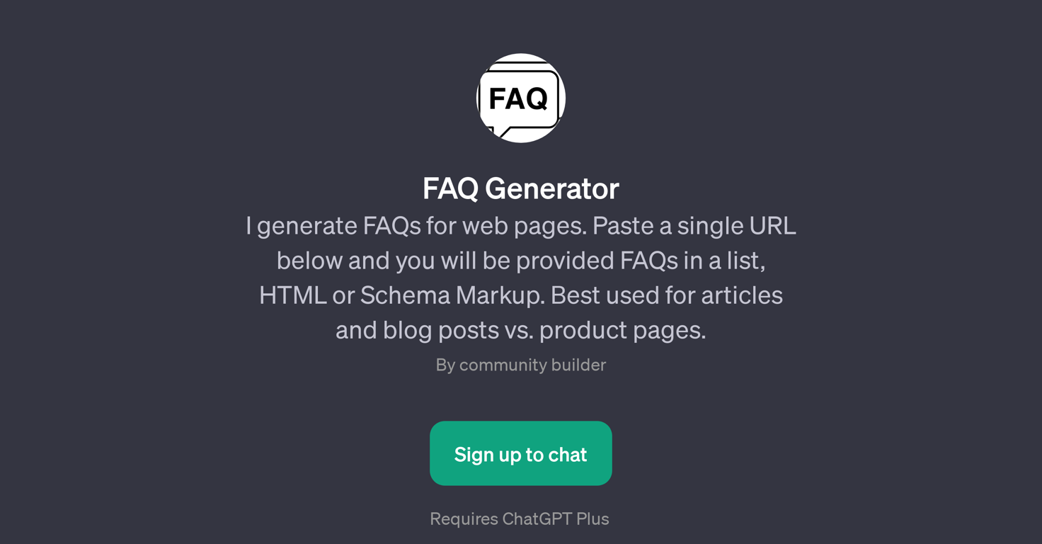 FAQ Generator website