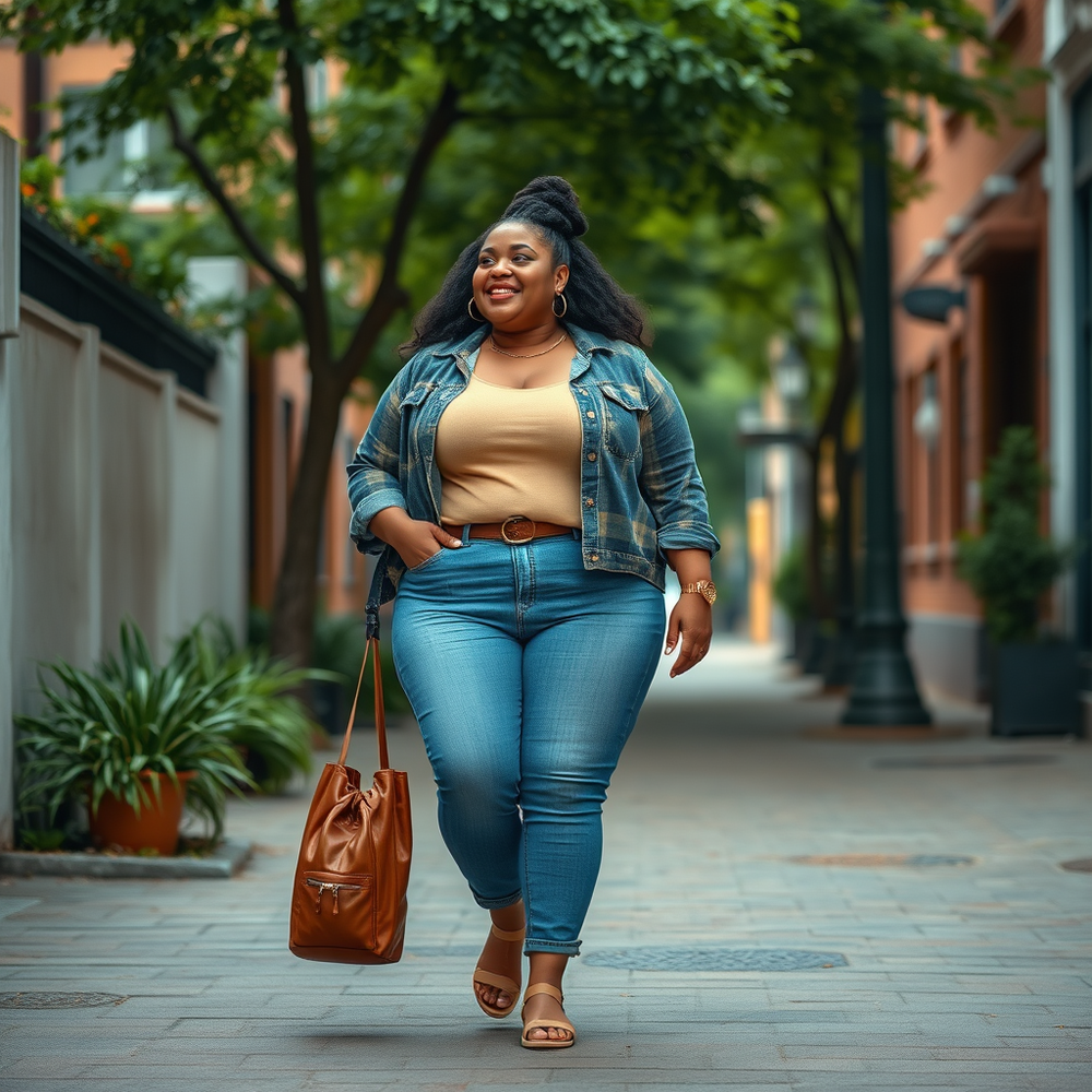 fashion fat woman random walking outside website