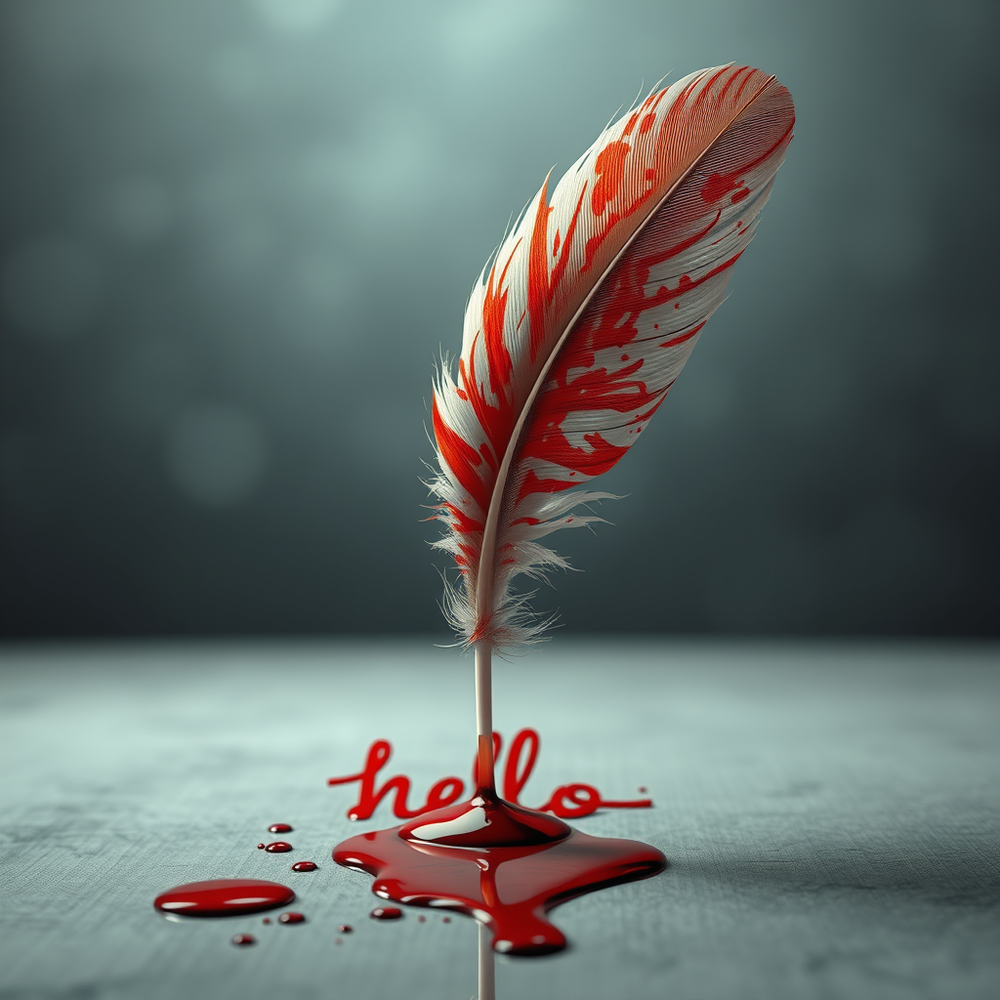 Feather quill in blood effect website
