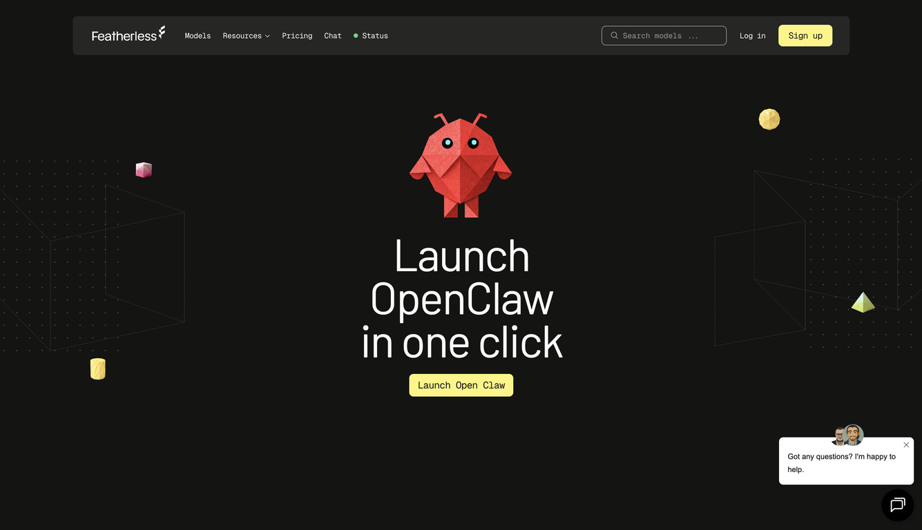 Featherless - Managed OpenClaw website
